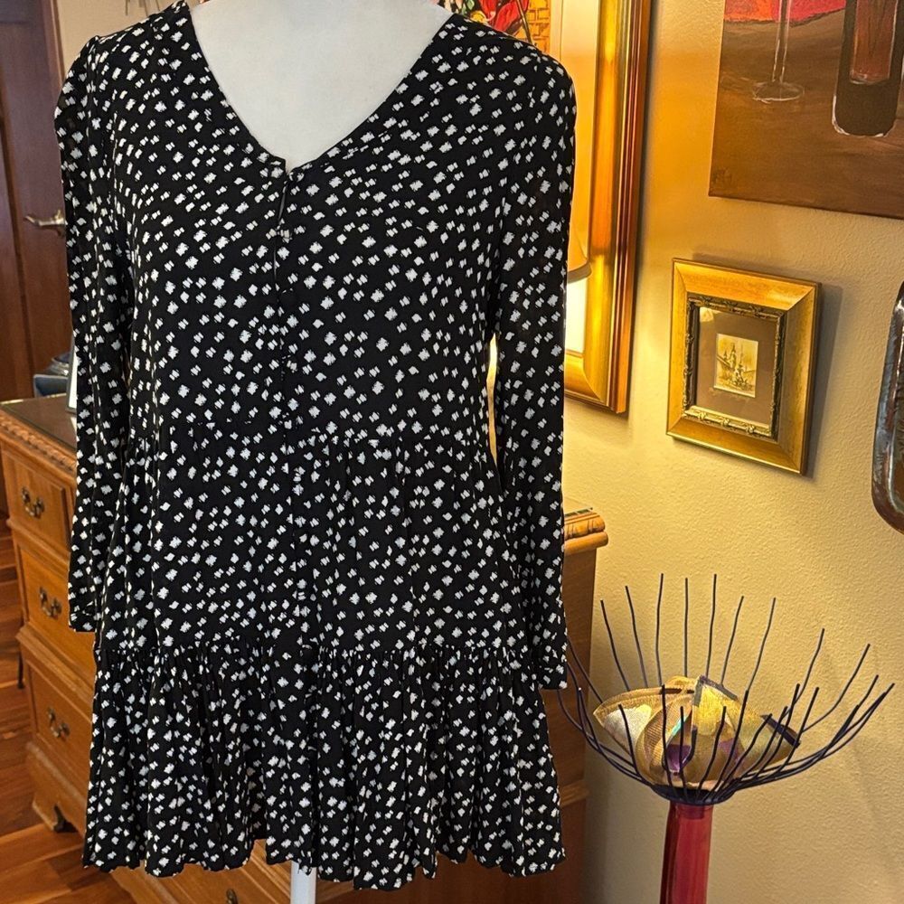 Maeve for Anthropologie Black and White Tunic Blouse - XS